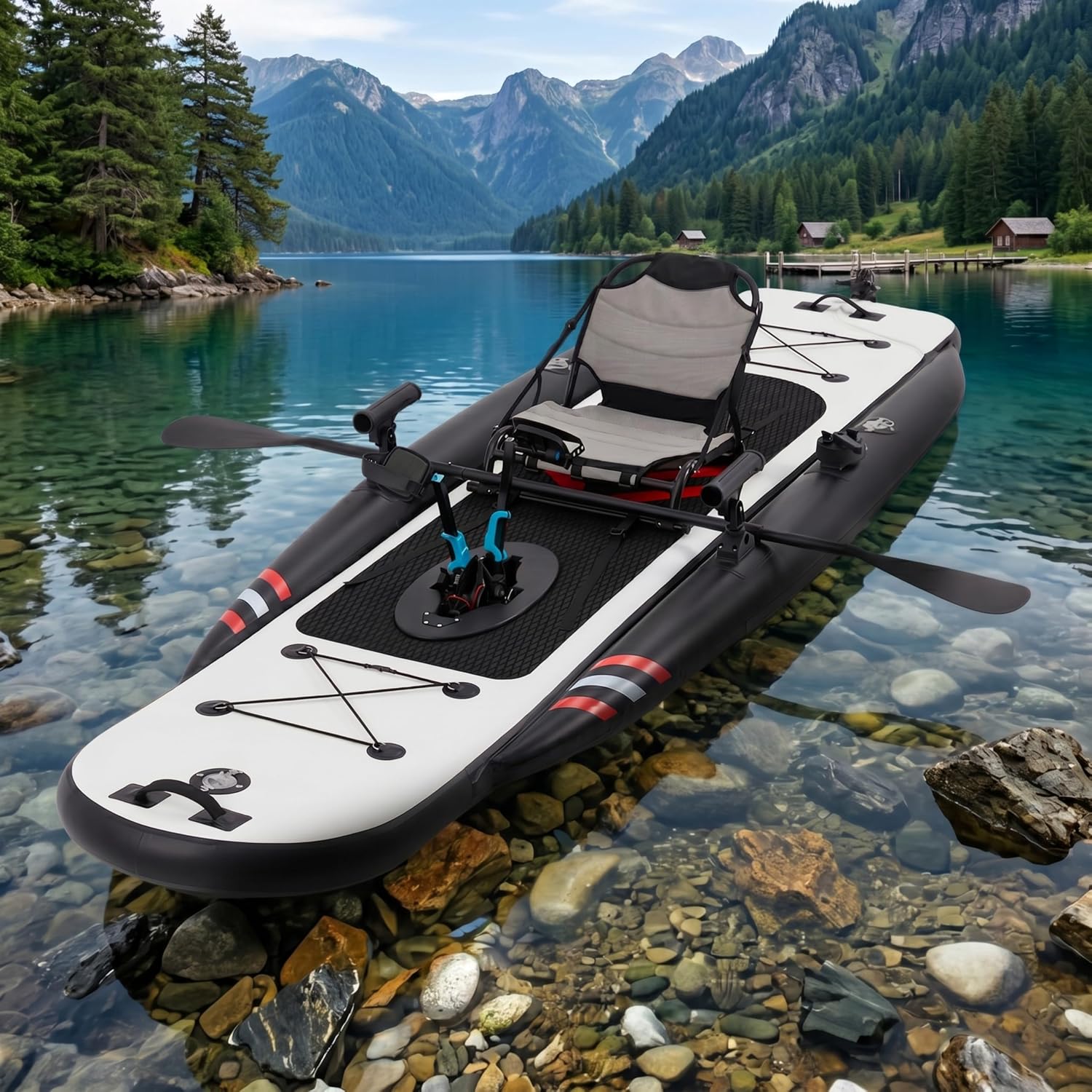 Fishing Kayak Pedal Drive - 12 Fuß Premium PVC Aufblasbares Angelkajak