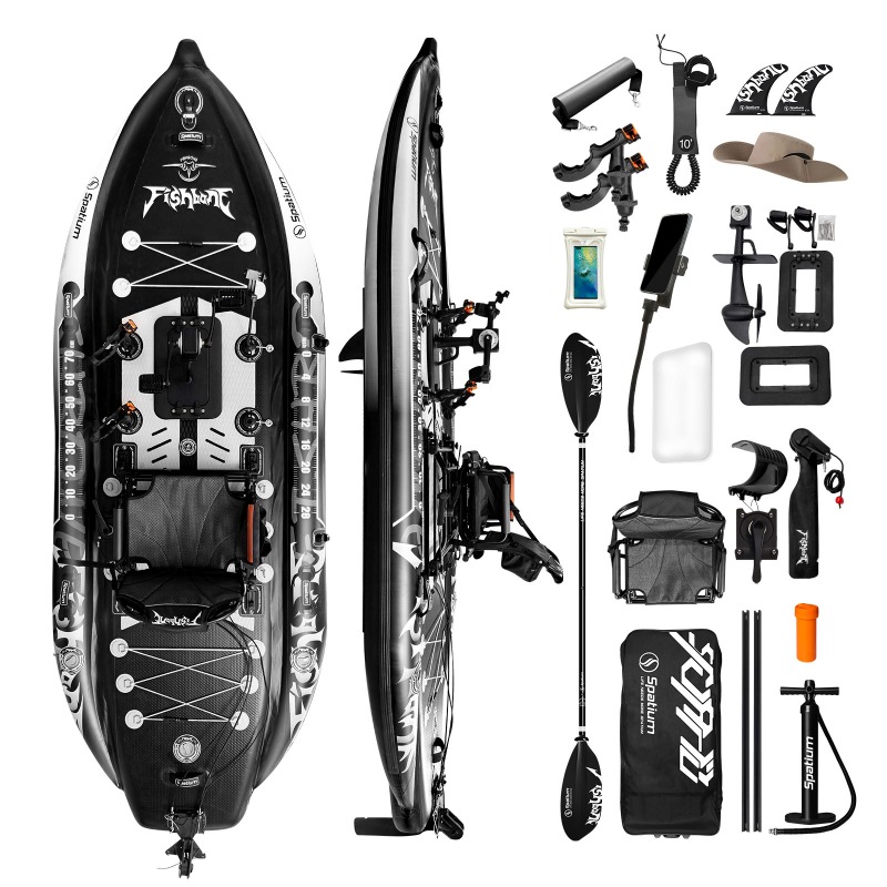 Fishing Kayak Pedal Drive - Spatium Anti-Meerwasserkorrosions-Aufblasbares Angelkajak mit Sitz und